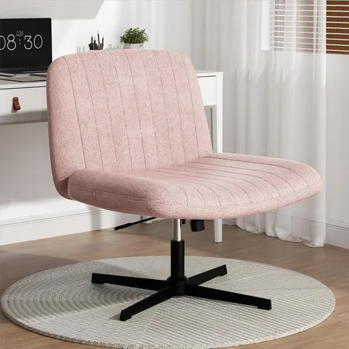 Miniatura 10 de SUNLEI Silla de oficina con patas cruzadas con ruedas, silla ancha sin brazos para escritorio de tocador, sillas cómodas cruzadas con respaldo