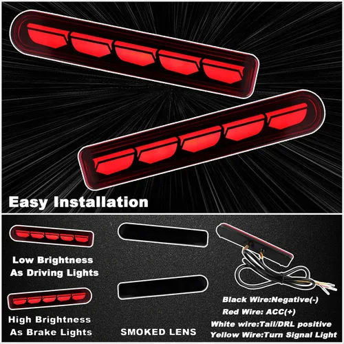 Miniatura 3 de Kit de Luces LED de Freno para Parachoques Trasero, Luz de Circulación Diurna, Lámparas de Señal de Giro Secuencial Dinámicas Intermitentes