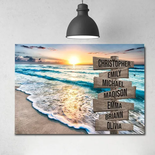 Miniatura 2 de My Soul & Spirit - Lienzo personalizado con varios nombres y colores de atardecer en el océano, lienzo personalizado Crossroads para pared a