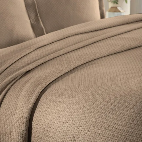 Miniatura 9 de Cubrecama doble Superior Diamond Solitaire de algodón de primera calidad Jacquard Matelassé con fundas de almohada a tono, color aguamarina, Marrón