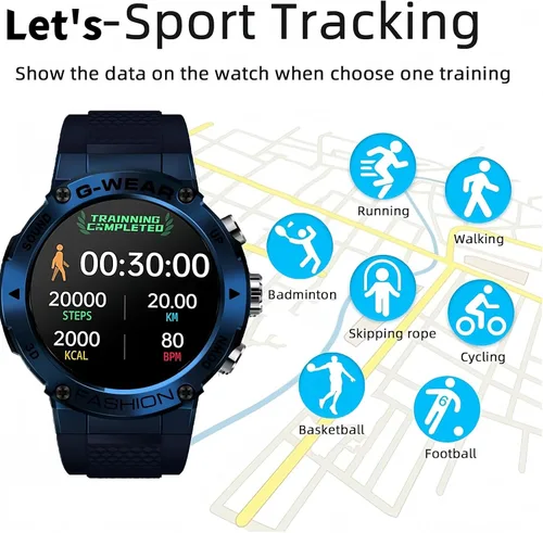 Miniatura 5 de Reloj inteligente militar para hombre (respuesta/llamadas de marcación), más de 100 modos deportivos, reloj de fitness impermeable 5ATM