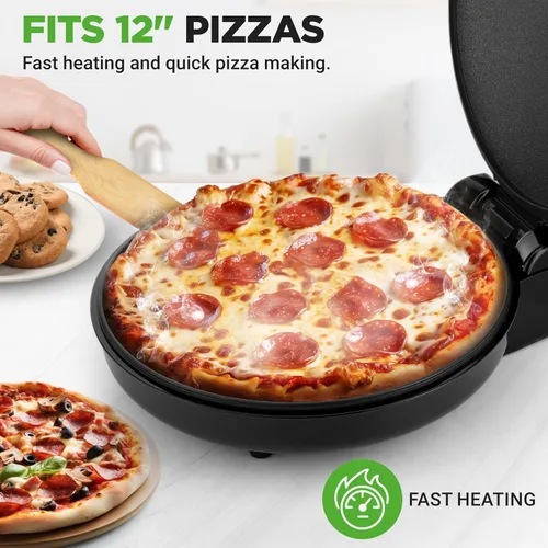 Miniatura 2 de NutriChef Máquina de pizza para encimera Cocina eléctrica antiadherente de 1500 W Haz pizzas personales de 12 pulgadas, huevos, tostadas
