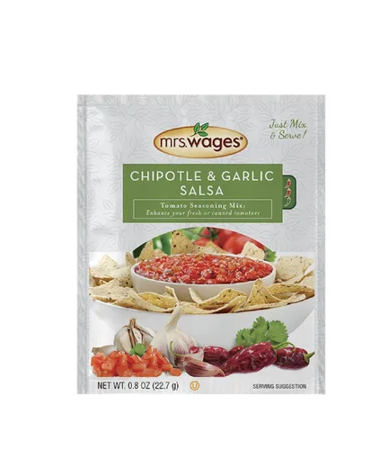 Mrs. Wages Mezcla de condimentos para salsa de chipotle y ajo, rápida y fácil, condimento para salsa sabroso, variedad de usos, sabor fresco,