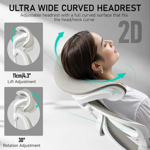Miniatura 5 de BESTFAIR Silla de oficina ergonómica de respaldo alto, silla de escritorio de malla transpirable con soporte lumbar, reposacabezas ajustables