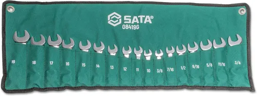 SATA Juego de llaves rechonchas de 17 piezas de 12 puntos | Tamaños SAE de 3/8 a 3/4 pulgadas y métricas de 0.394 in a 0.748 in | Carga fuera de