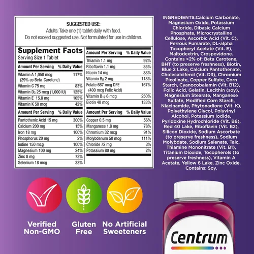 Miniatura 9 de Centrum Tableta multivitamínica para mujer, suplemento multivitamínico/multimineral con hierro, vitamina D3, vitaminas B y antioxidantes vitaminas C
