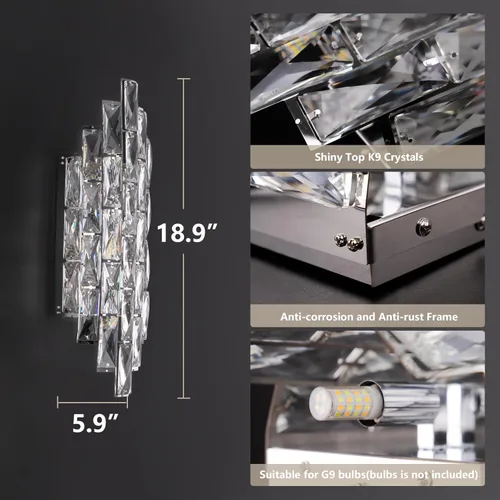 Miniatura 3 de Modernos apliques de pared cromados de cristal, lámparas de pared, lámpara de pared interior, lámparas de montaje en pared para sala de estar
