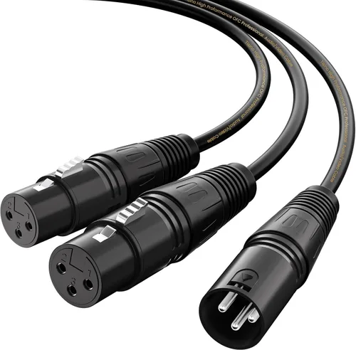 Miniatura 9 de Tisino Cable XLR Y-Splitter Cable hembra doble XLR a macho de micrófono combinador Y cable de conexión de adaptador de micrófono equilibrado