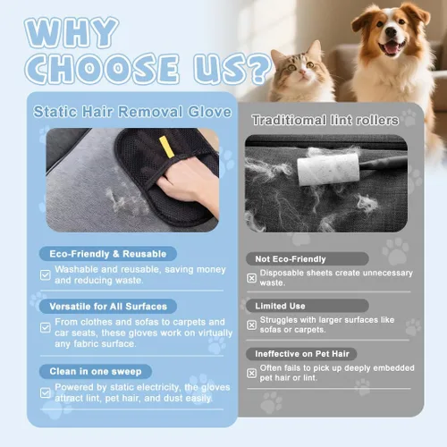 Miniatura 6 de Guante de depilación de mascotas para removedor de pelo de mascotas, un peine para perros y gatos y un llavero más utilizado para almacenar Hari