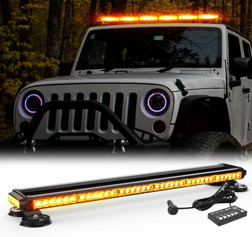 Miniatura 8 de WINECO - Barra de luces estroboscópicas LED ámbar de 29.5" para techo, doble cara intermitente, luz de emergencia, señal de peligro, advertencia