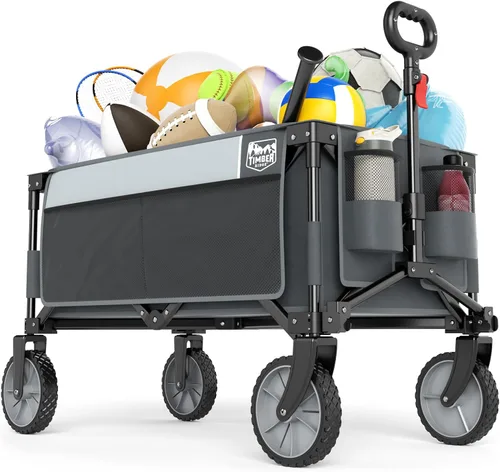 Miniatura 13 de Timber Ridge 350L Carro de Carga Plegable Extra Grande con Freno, Carros de Utilidad Plegables para Acampada al Aire Libre de Alta Resistencia