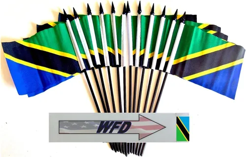 Miniatura 143 de World Flags Direct Banderas en miniatura de poliéster de Afganistán, paquete de 12, decoración de mesa de fiesta, desfiles, 4 x 6 pulgadas, verde