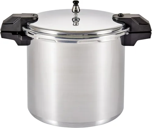 MIRRO Enlatadora a presión de aluminio de 22qt con 3 reguladores y estantes de cocción dobles, 5/10/15 PSI