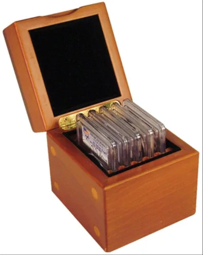 Miniatura 11 de Guardhouse Caja de almacenamiento/exhibición de diez monedas con acabado mate negro para titulares de monedas de estilo certificado o certificado