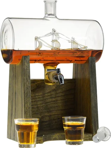 Miniatura 4 de Decantador de licores – 1150 ml para Vodka, Bourbon, Rum, vino, de whisky, Tequila– Cristal
