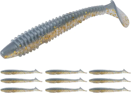 Miniatura 33 de RUNCL Swimbaits - Paleta de 10/20/30/40 unidades, cola de paleta de 5/4/3/2 pulgadas, señuelo suave para lubina de trucha, cebo de plástico duradero