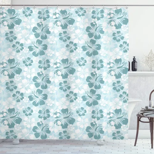 Miniatura 94 de set de cortina para baño decorativa de tela de poliéster con ganchos