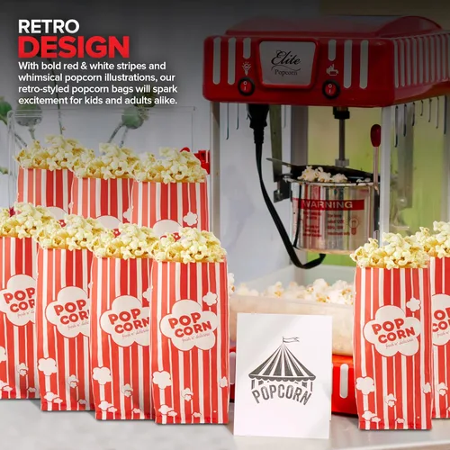Miniatura 6 de Bolsas de papel para palomitas de maíz de 1 onza a granel (paquete de 100) pequeñas bolsas rojas y blancas desechables para fiestas temáticas