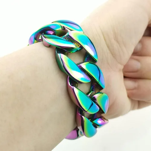 Miniatura 3 de Pulsera de acero inoxidable 316L con acabado de arco iris enorme de 0.945 in