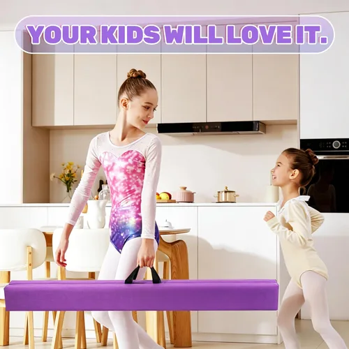 Miniatura 9 de FC FUNCHEER - Viga de equilibrio plegable, viga de suelo para gimnasia, equipo de gimnasia para niños, base de madera, fondo antideslizante y bolsa