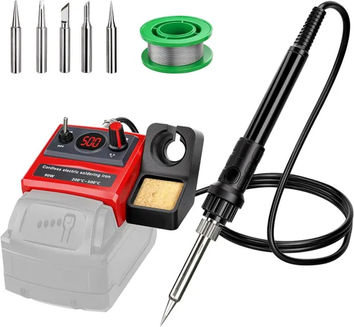 Miniatura 10 de Kit de soldador inalámbrico para batería Dewalt de 20v 60v, soldador digital LED de 75W con pistola de soldar con 5 puntas, alambre de soldadura