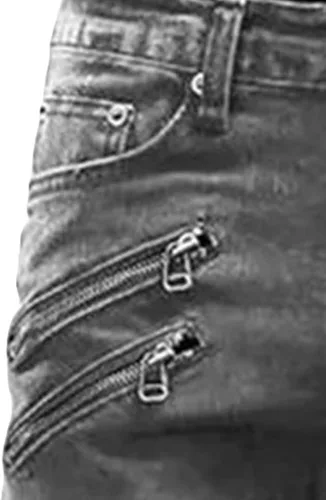 Miniatura 2 de Maiyifu-GJ Jeans de motociclista desgastados para hombre, rasgados, punk, góticos, con cremallera, pantalones de mezclilla hiphop, pierna cónica