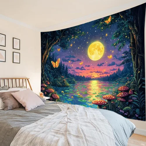 Miniatura 26 de LB Tapiz de león con animales salvajes, león africano, blanco y negro, gris, para colgar en la pared, dormitorio, sala de estar, dormitorio, arte