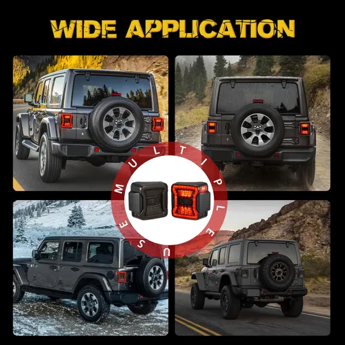 Miniatura 8 de FIERYRED Luces traseras LED JK compatibles con Jeep Wrangler JK 2007-2017, luces traseras ahumadas para señal de giro, correr/freno y marcha atrás