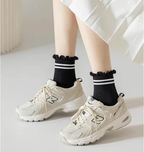 Miniatura 5 de Mcool Mary Womens Socks, Ruffle Turn-Cuff Casual Ankle Socks Breathable Cool Knit Cotton Lettuce Crew Frilly Sock 6 Pack