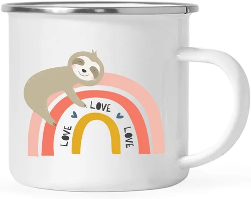 Miniatura 13 de Andaz Press Taza de chocolate caliente de acero inoxidable para niños, 11 onzas, perezoso arcoíris azul, paquete de 1, para niños, ideas