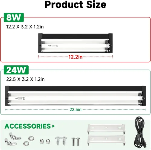 Miniatura 2 de T5 UVB - Lámpara de luz para reptiles cuadrada HO UVB Kit de iluminación de bombilla 10.0 UVB para reptiles, terrario, fluorescente, barra de luz