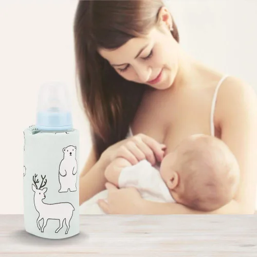 Miniatura 3 de Calentador de biberones USB para bebés, portátil, con dibujos animados, botella de leche, calentador de viaje, calentador portátil para calentar