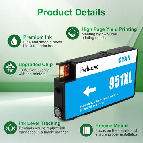 Miniatura 4 de Cartuchos de tinta 950 951 de repuesto para HP 950 951 XL compatible con impresora HP OfficeJet Pro 8610 8600 8620 8100 8630 8625 8615 8660 276dw