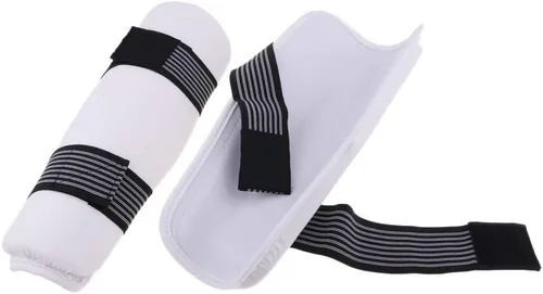 Miniatura 3 de DYNWAVE Espinillera profesional de artes marciales para artes marciales, karate, universal para hombres, mujeres y jóvenes, color blanco