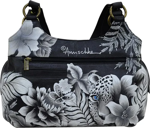 Miniatura 2 de Anuschka Hobo grande con triple compartimento de piel auténtica para mujer - Exterior pintado a mano