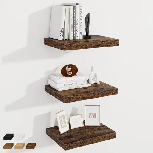 Miniatura 75 de Fun Memories Estantes flotantes de 12 pulgadas de profundidad, estantes de pared de madera de 16 x 12 pulgadas, estante de almacenamiento rústico