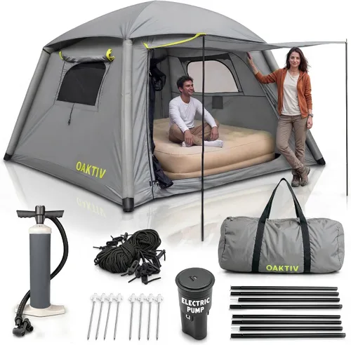 Miniatura 12 de Oaktiv CloudCamp - Tienda de campaña inflable para 6 personas con protección UV, tela Oxford impermeable, tienda de campaña glamping