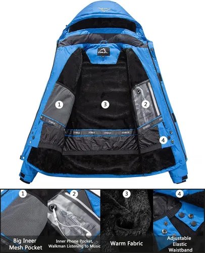 Miniatura 3 de FTIMILD Men's Ski Jacket Waterproof Warm Winter Mountain Windbreaker Hooded Raincoat Snow Jackets