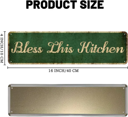 Miniatura 2 de Mukuko Letrero decorativo de pared para sala de estar – Bless This Kitchen – Letreros de decoración de pared familiar para cocina, dormitorio
