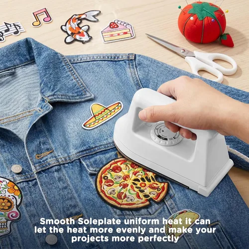 Miniatura 5 de Mini plancha para ropa, plancha de viaje, pequeña máquina eléctrica de prensa de calor para manualidades de camisetas, plancha portátil para casa
