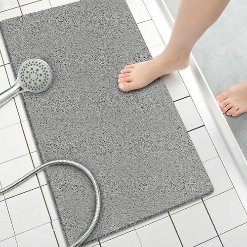 Miniatura 10 de Tapete de ducha antideslizante sin ventosa, 24 x 24 pulgadas de PVC lufa para ducha, baño, tapete de bañera con drenaje para superficie texturizada