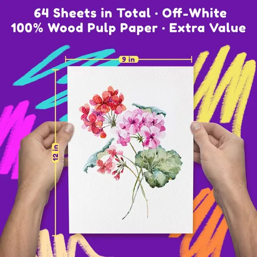 Miniatura 2 de Papel de acuarela de color blanco, paquete de 2 (64 hojas), cuaderno de bocetos de papel de color de agua, bloc de papel de acuarela, cuaderno