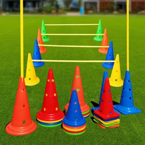 Miniatura 2 de YXXSDP Juego de conos de obstáculos profesionales, conos de entrenamiento ajustables y postes de agilidad, equipo de práctica multideportivo