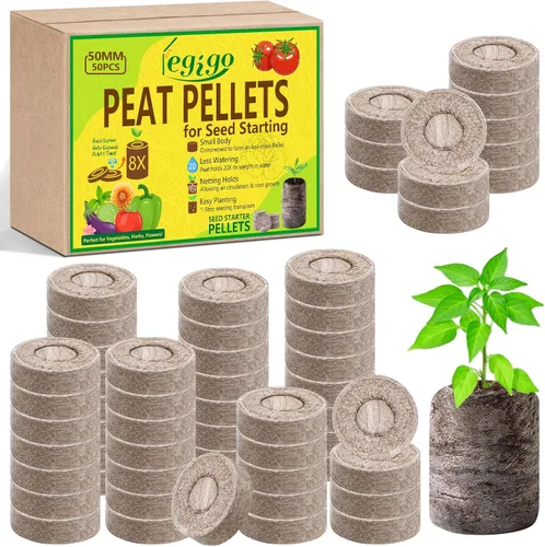 Miniatura 12 de Legigo 50 piezas de pellets de turba de 36 mm para inicio de semillas - Cápsulas de inicio de semillas comprimidas, pellets de inicio de semillas