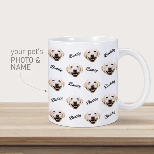 Miniatura 2 de Taza personalizada con nombre de cara de perro, taza de café personalizada, taza de foto de perro personalizada de 11 onzas, regalos para amantes