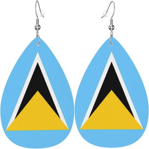 Miniatura 20 de Pendientes de bandera de país en forma de lágrima para mujer, ligeros, de cuero, colgantes, joyería patriótica para regalos