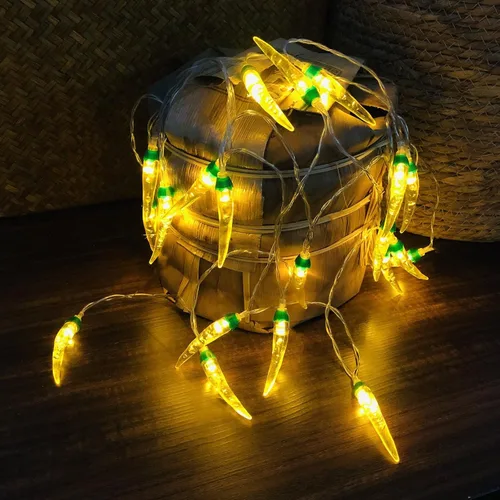 Miniatura 15 de Guirnalda de luces rojas de chile y pimienta, luces de noche de hadas, guirnalda de cobre, lámpara colgante con pilas para decoración del hogar