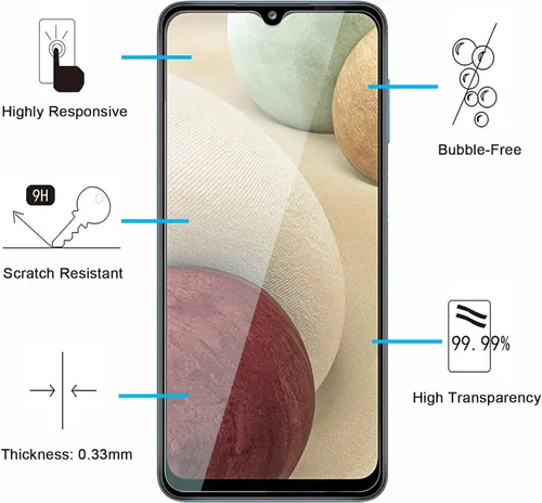 Miniatura 2 de NEW'C Paquete de 3 protectores de pantalla de vidrio templado diseñados para Samsung Galaxy A12, Galaxy A02s, resistente a los arañazos, sin