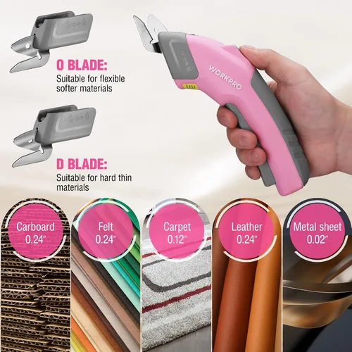 Miniatura 3 de WORKPRO Tijeras eléctricas inalámbricas, cortador giratorio de 4 V para cartón, alfombra, cuero, plástico, 2000 mAh, recargable, potentes tijeras