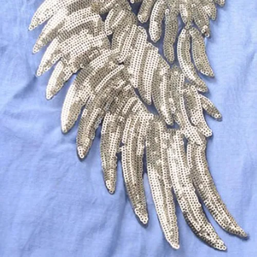 Miniatura 5 de Rengue 2 parches de lentejuelas de alas de ángel, parches bordados plateados para planchar Mardi Gras, accesorios de apliques con motivos de moda